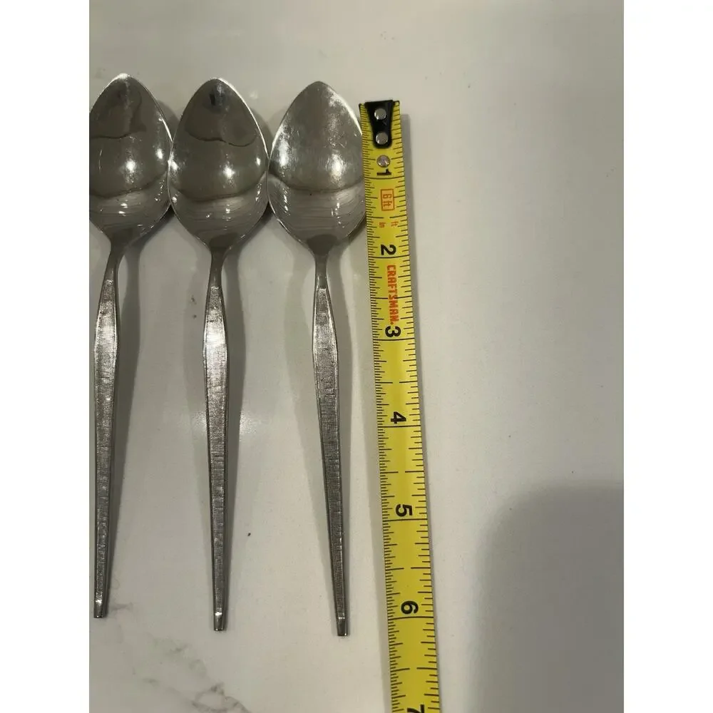 Vtg Oneida West Bend Shadow Weave Lot Of 4 Teaspoons 6.25” Stainless Made In USA